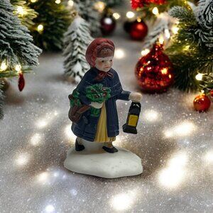 Dept 56 Bringing Home the Yule Log - Girl With Lantern Loose Figurine - 1991